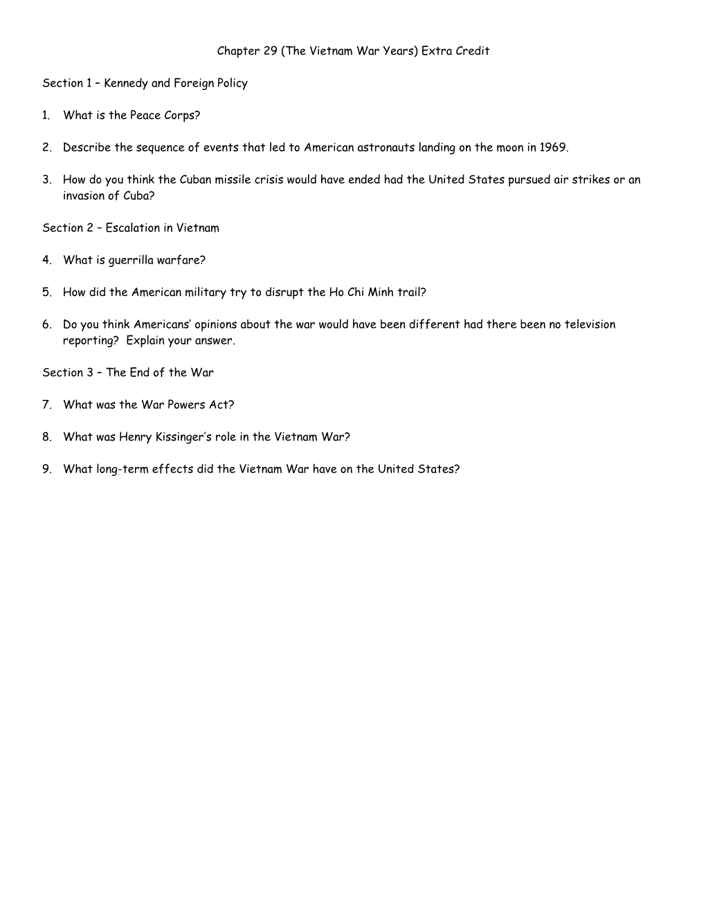 Chapter 1 Worksheet Quiz