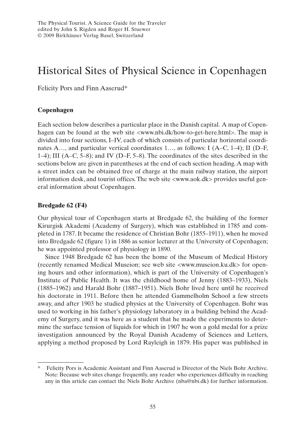 Historical Sites of Physical Science in Copenhagen