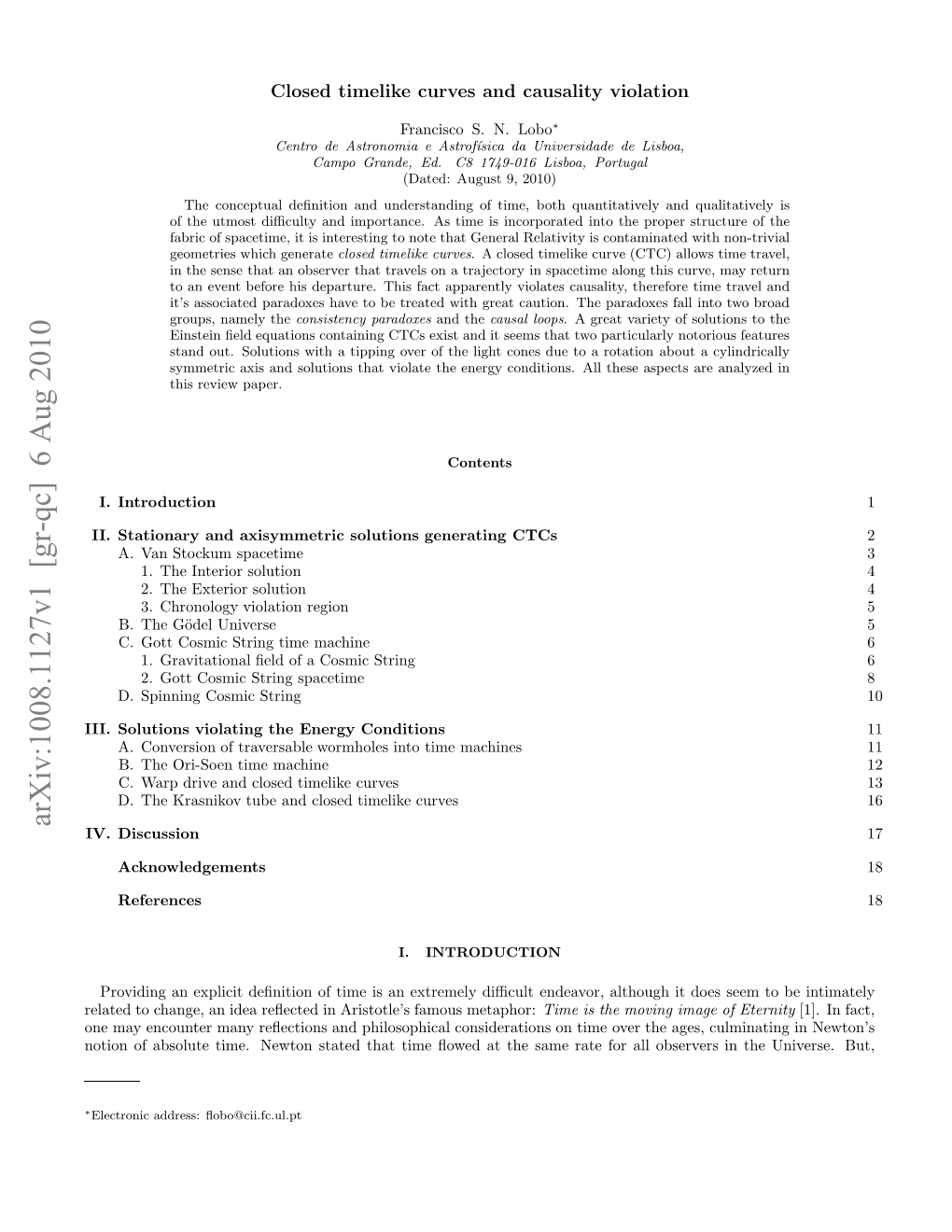 Closed Timelike Curves and Causality Violation