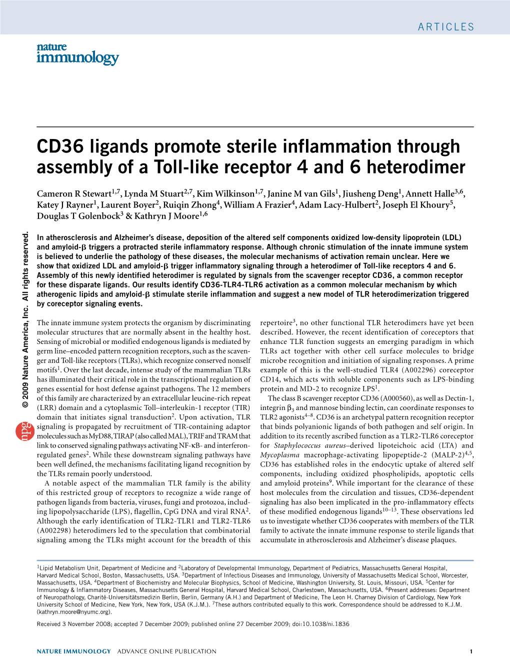 CD36 Ligands Promote Sterile Inflammation Through Assembly of A