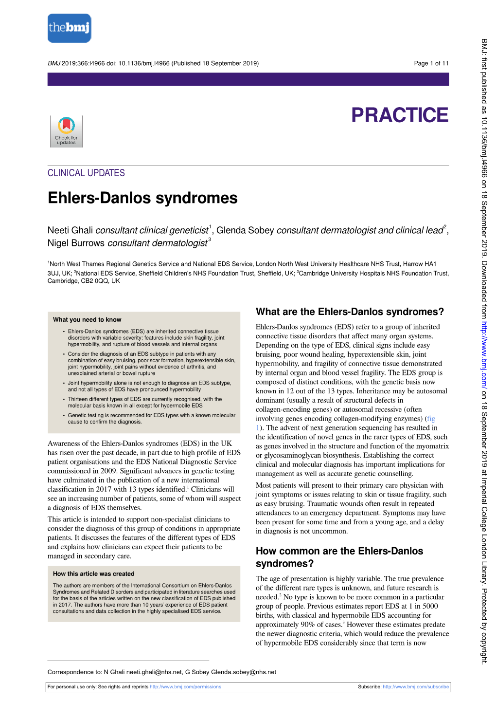 Ehlers-Danlos Syndromes