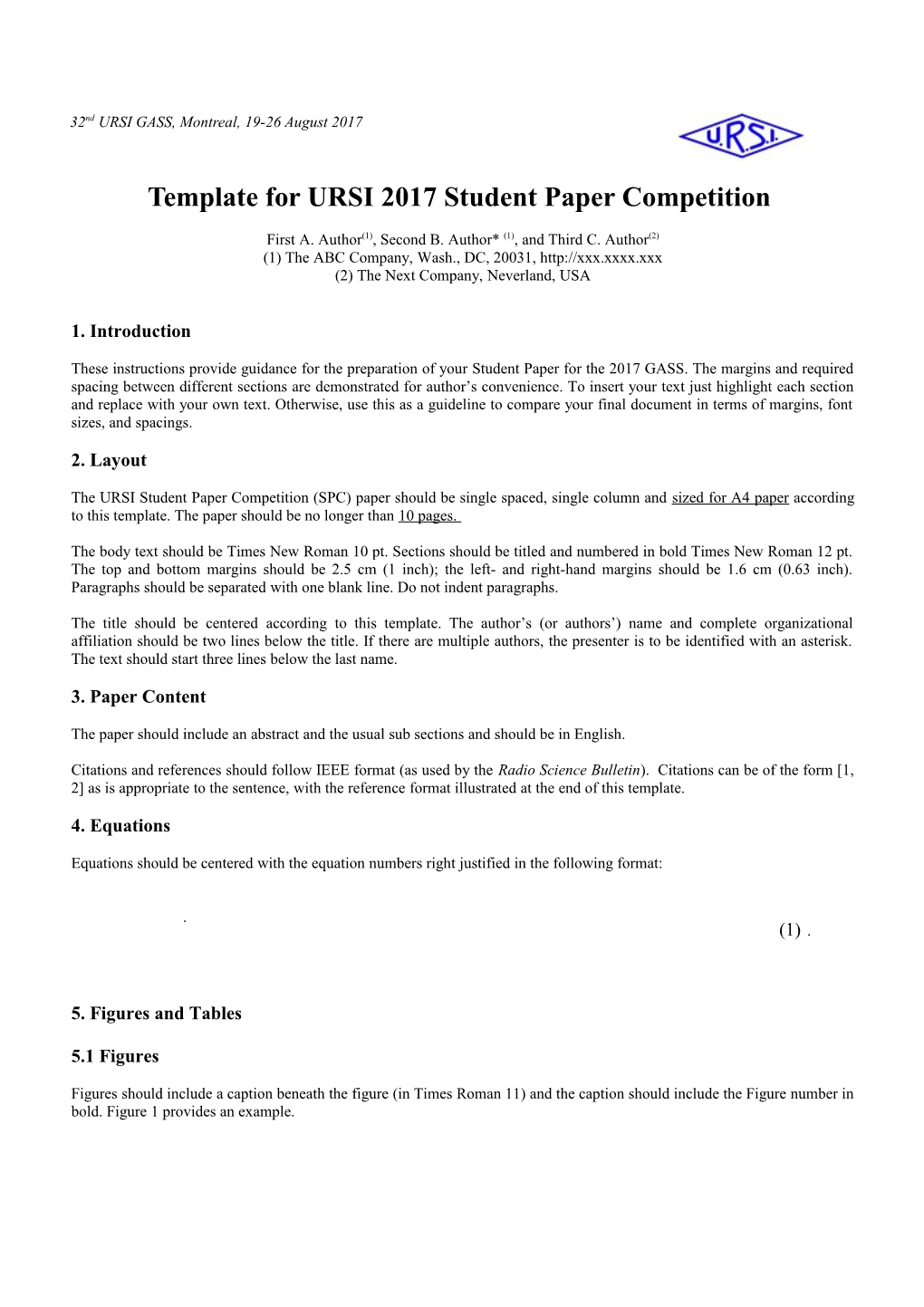 Template for 2005 IEEE AP-S International Symposium