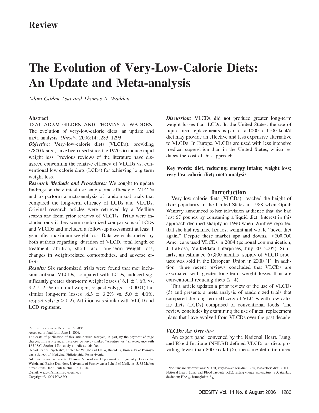 The Evolution of Very-Low-Calorie Diets: an Update and Meta-Analysis