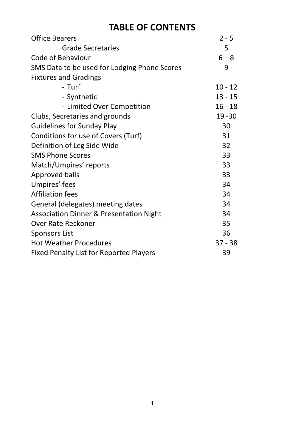 Table of Contents