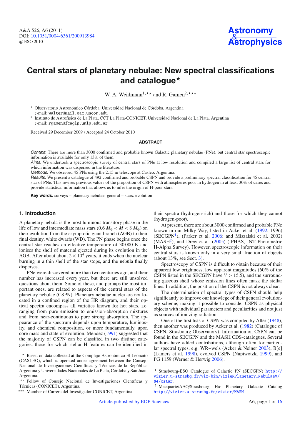 Central Stars of Planetary Nebulae: New Spectral Classifications and Catalogue⋆