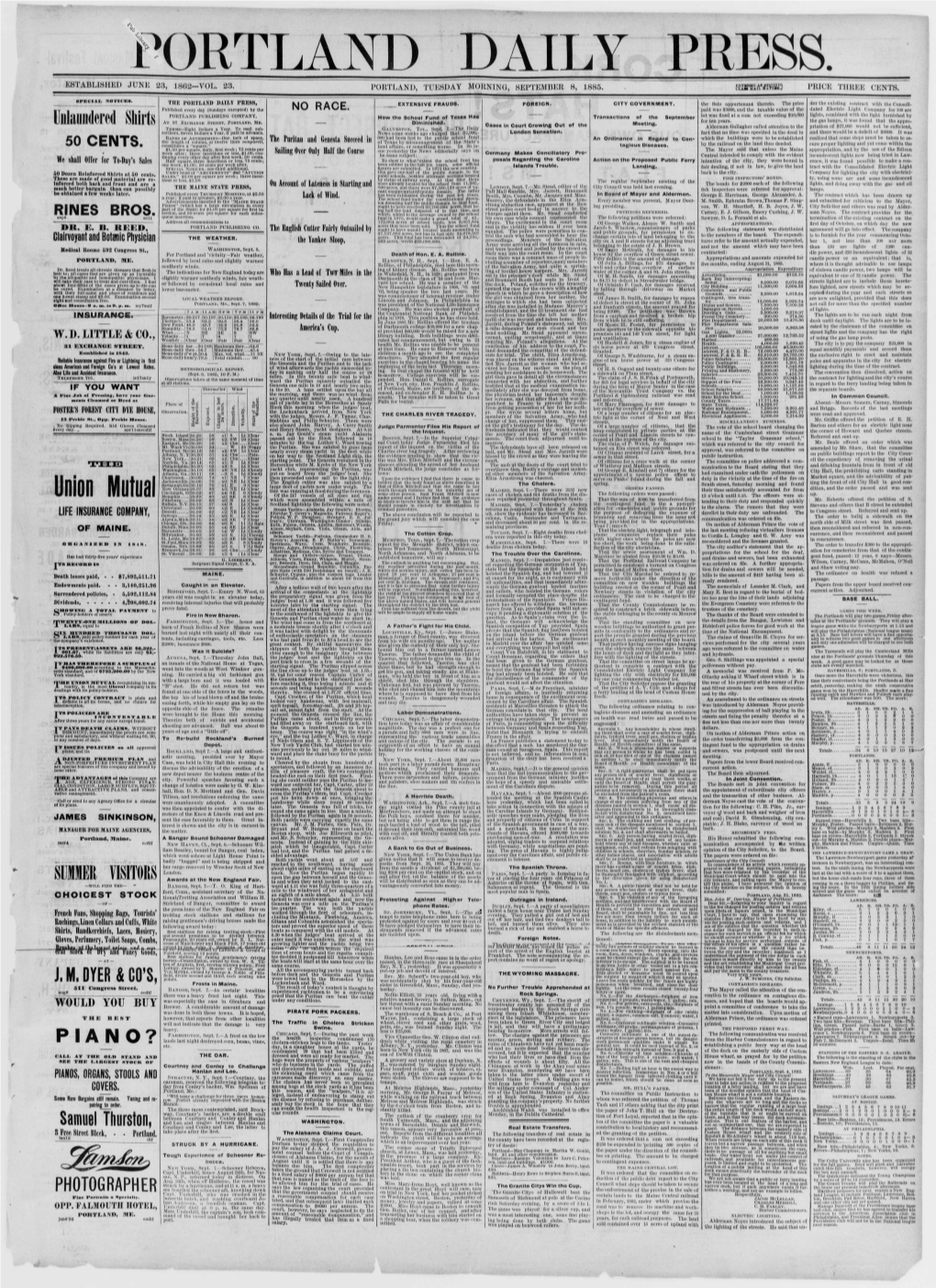 Portland Daily Press: September 08,1885