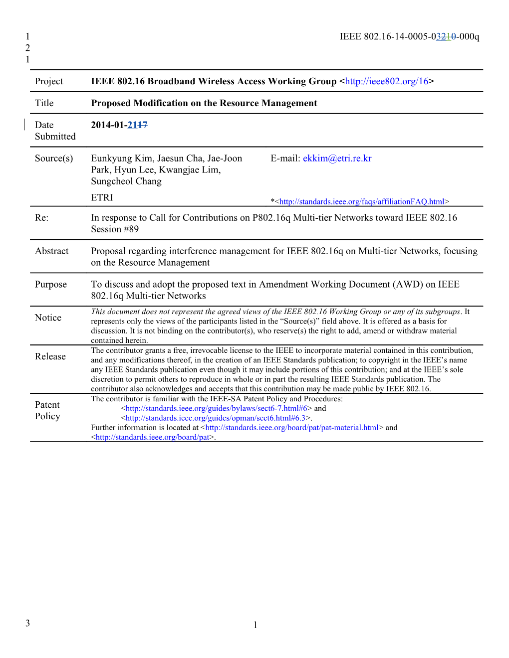 Proposed Modification on the Resource Management