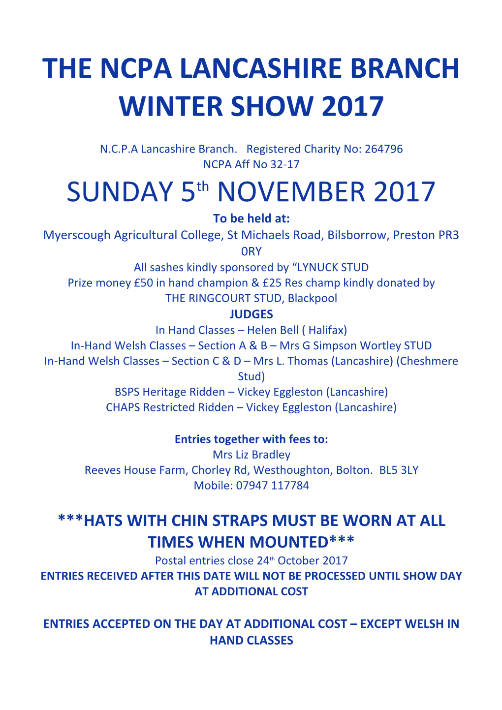 The Ncpa Lancashire Branch Winter Show 2017