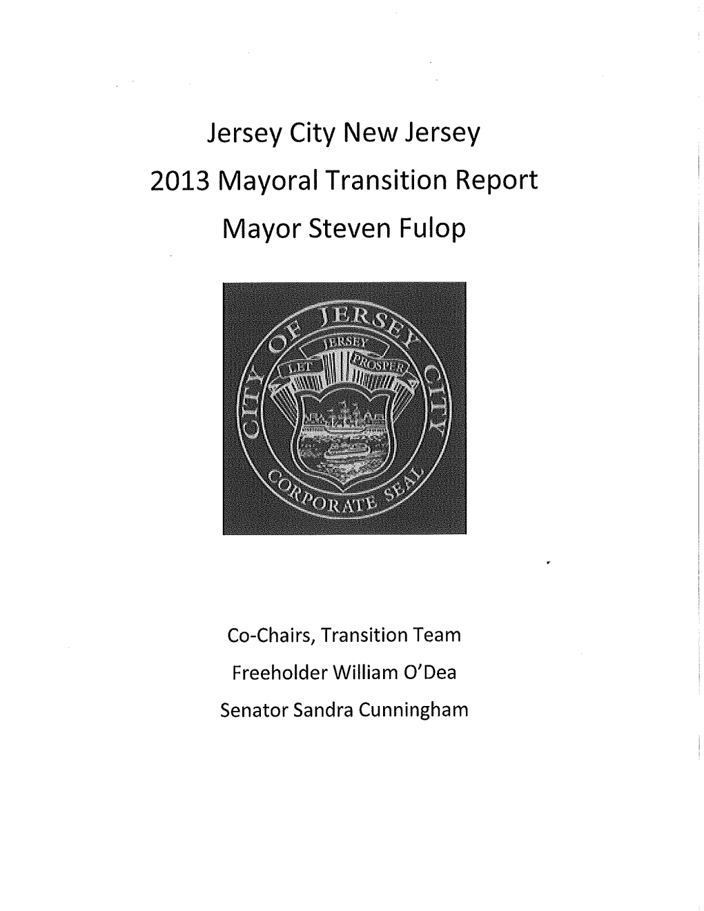 Jersey City New Jersey 2013 Mayoral Transition Report Mayor Steven Fulop