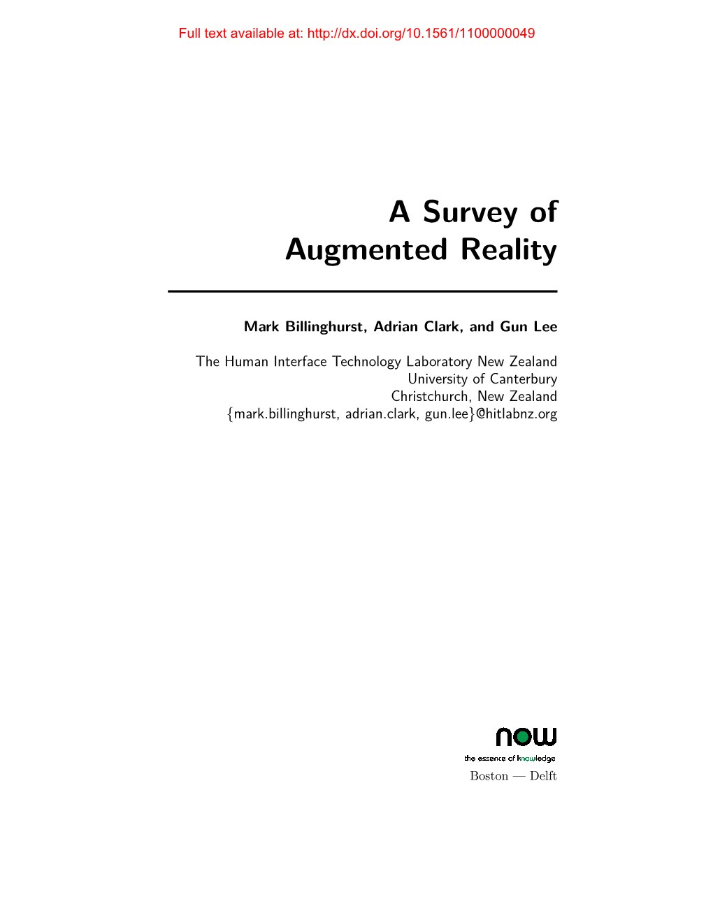 A Survey of Augmented Reality