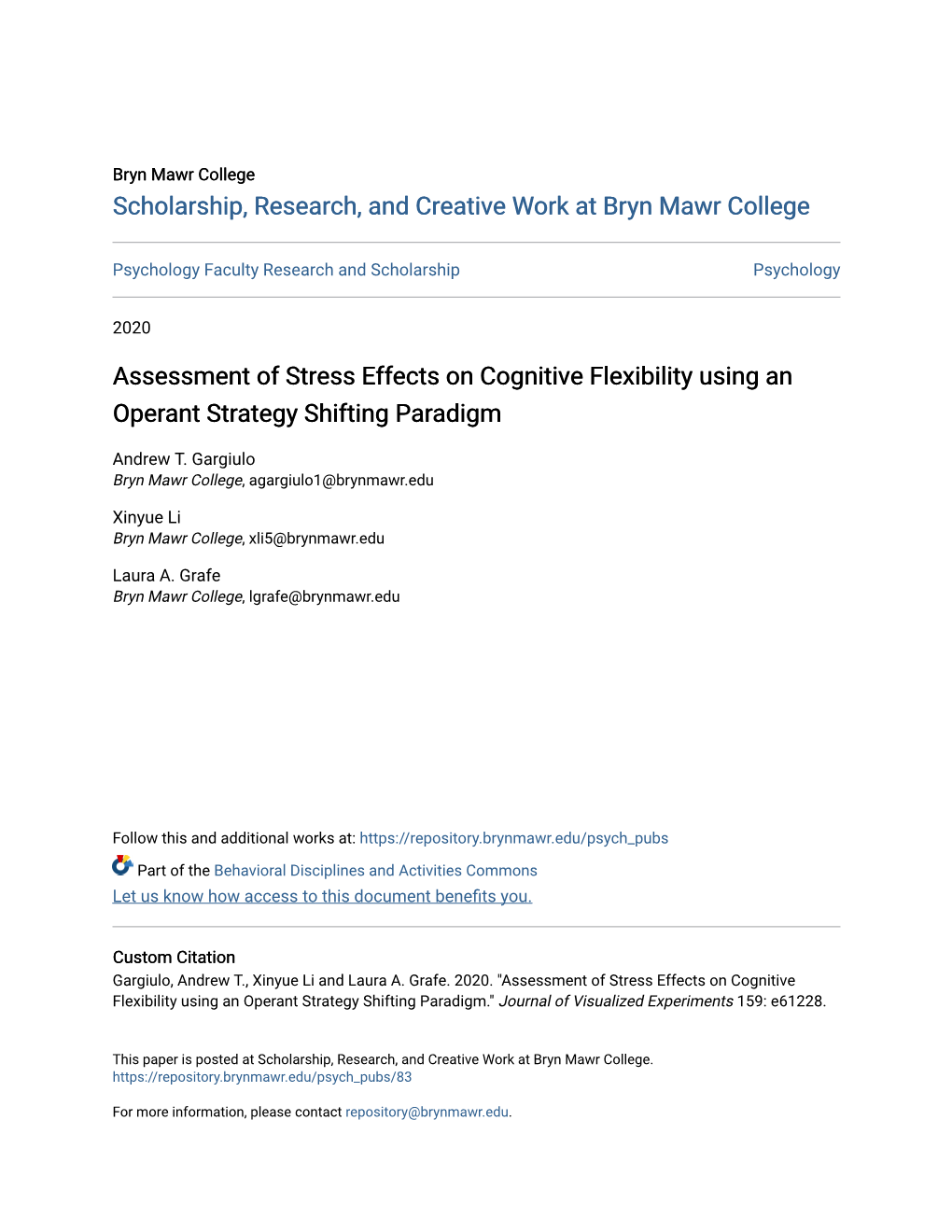 Assessment of Stress Effects on Cognitive Flexibility Using an Operant Strategy Shifting Paradigm