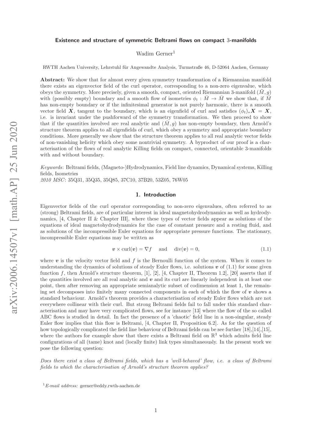 Arxiv:2006.14507V1 [Math.AP]