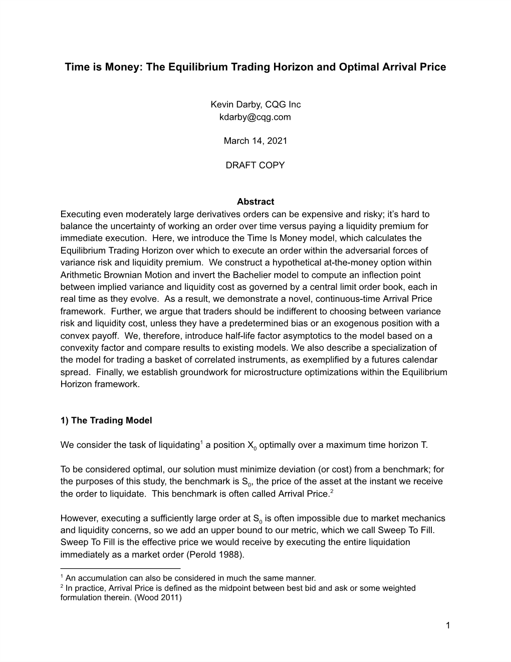 The Equilibrium Trading Horizon and Optimal Arrival Price