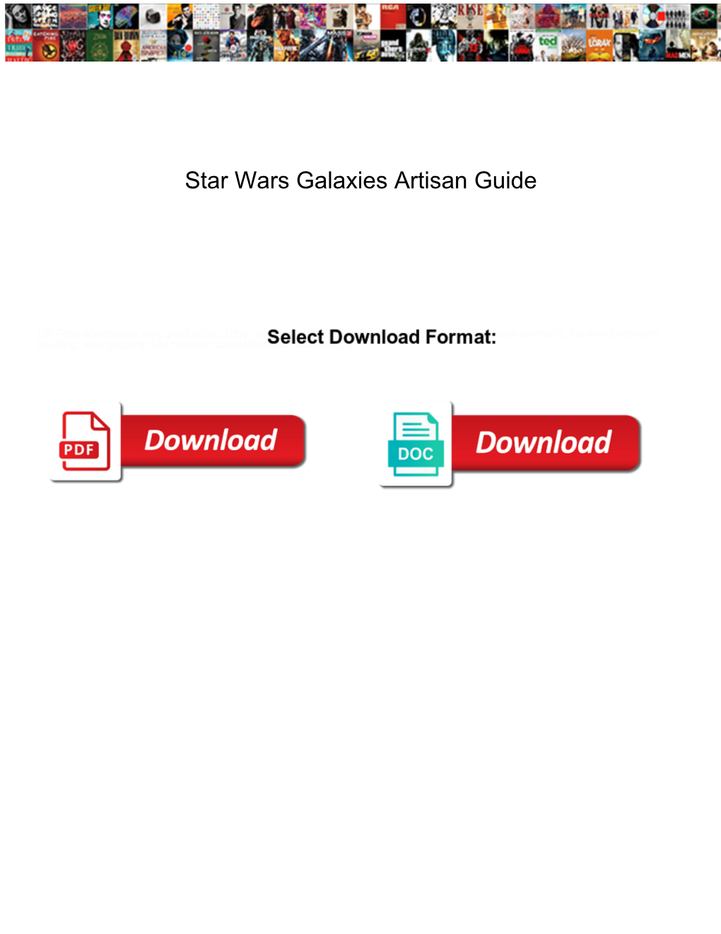 Star Wars Galaxies Artisan Guide