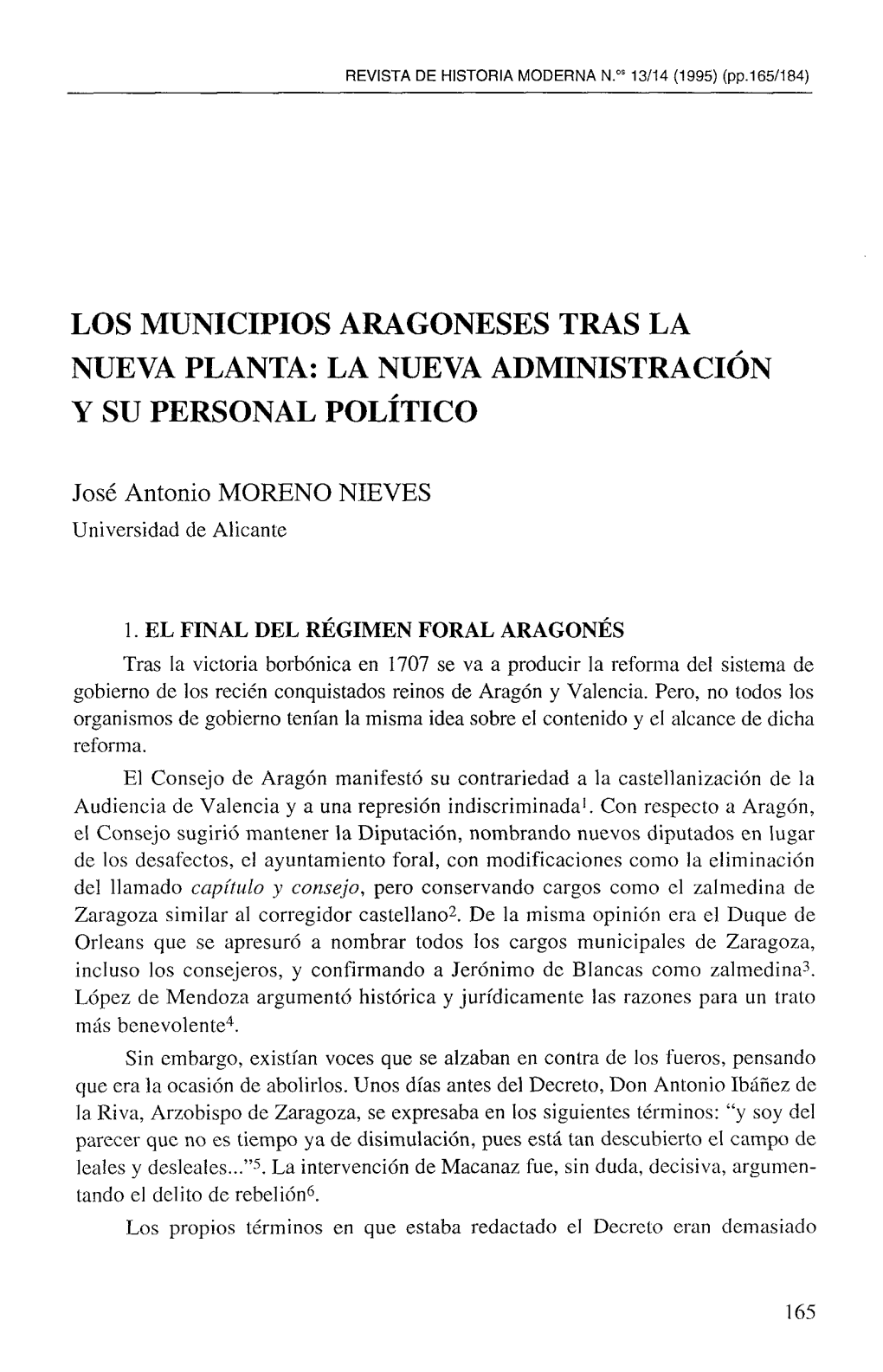 Los Municipios Aragoneses Tras La Nueva Planta: La Nueva Administración Y Su Personal Político