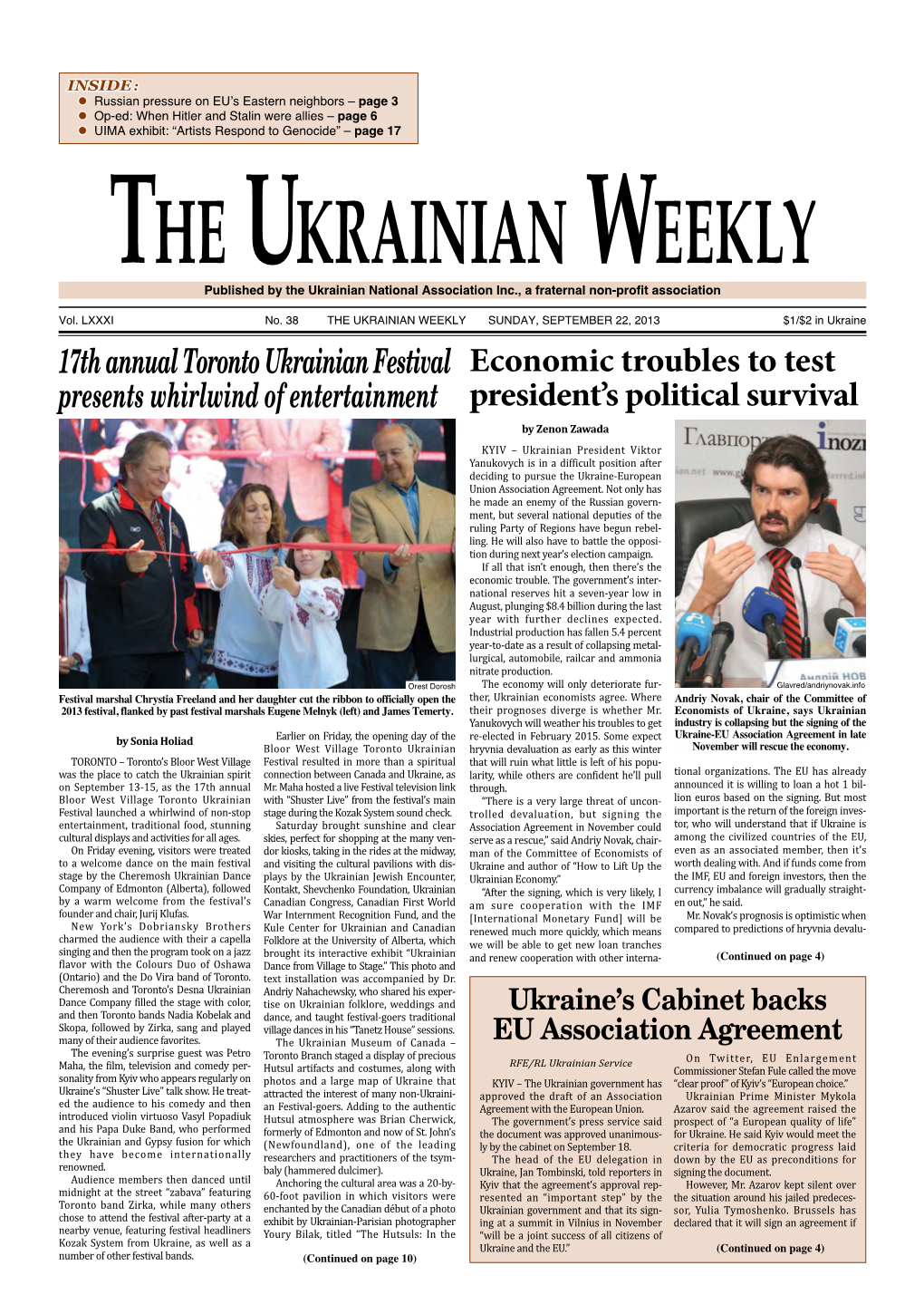 The Ukrainian Weekly 2013, No.38