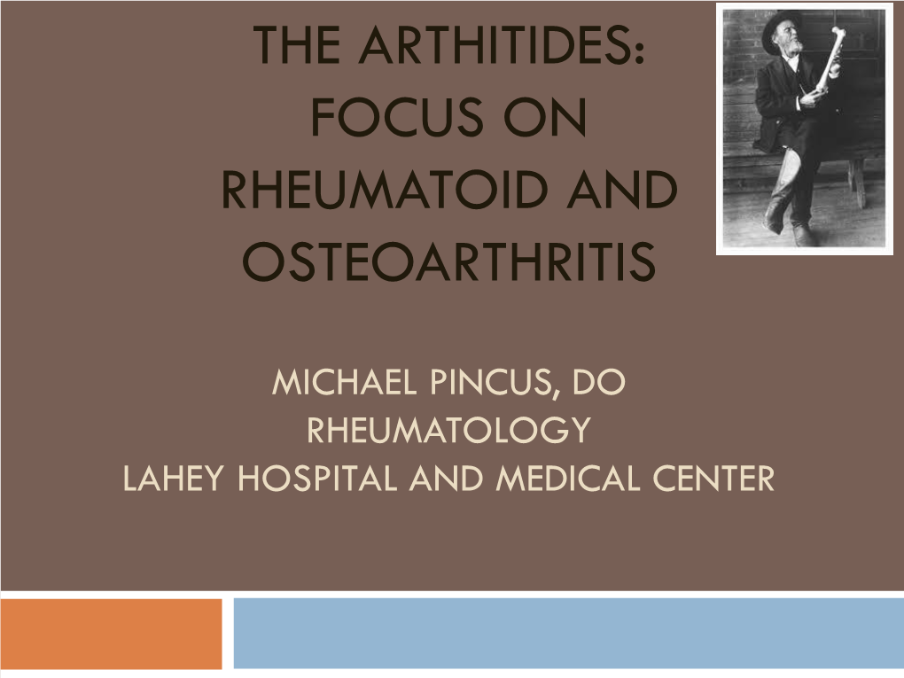 Rheumatoid Arthritis Pathogenesis -&gt; Therapy