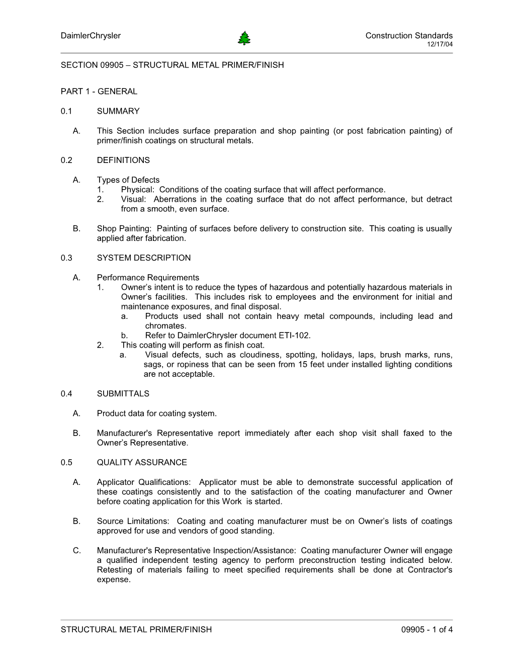 Section 09905 Structural Metal Primer/Finish