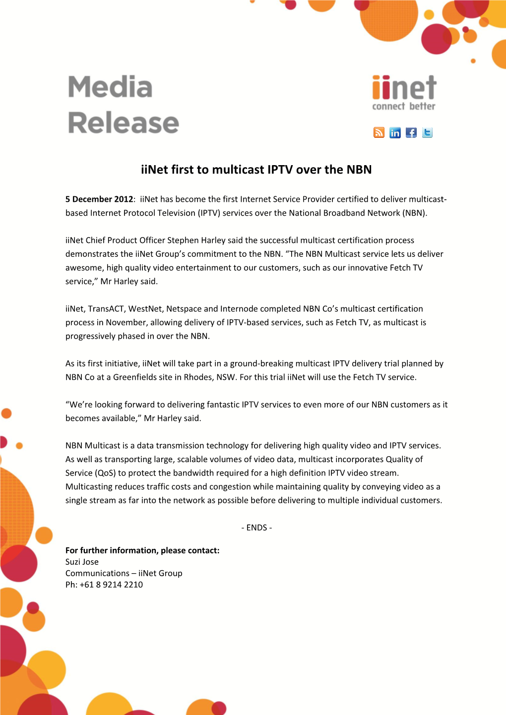 Iinet First to Multicast IPTV Over the NBN