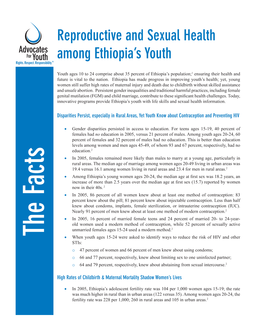 Reproductive and Sexual Health Among Ethiopia's Youth