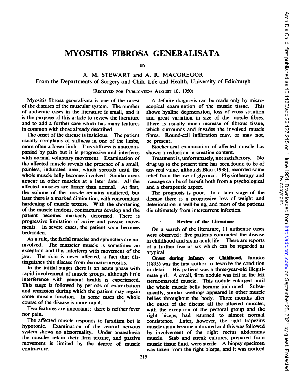 Myositis Fibrosa Generalisata by A