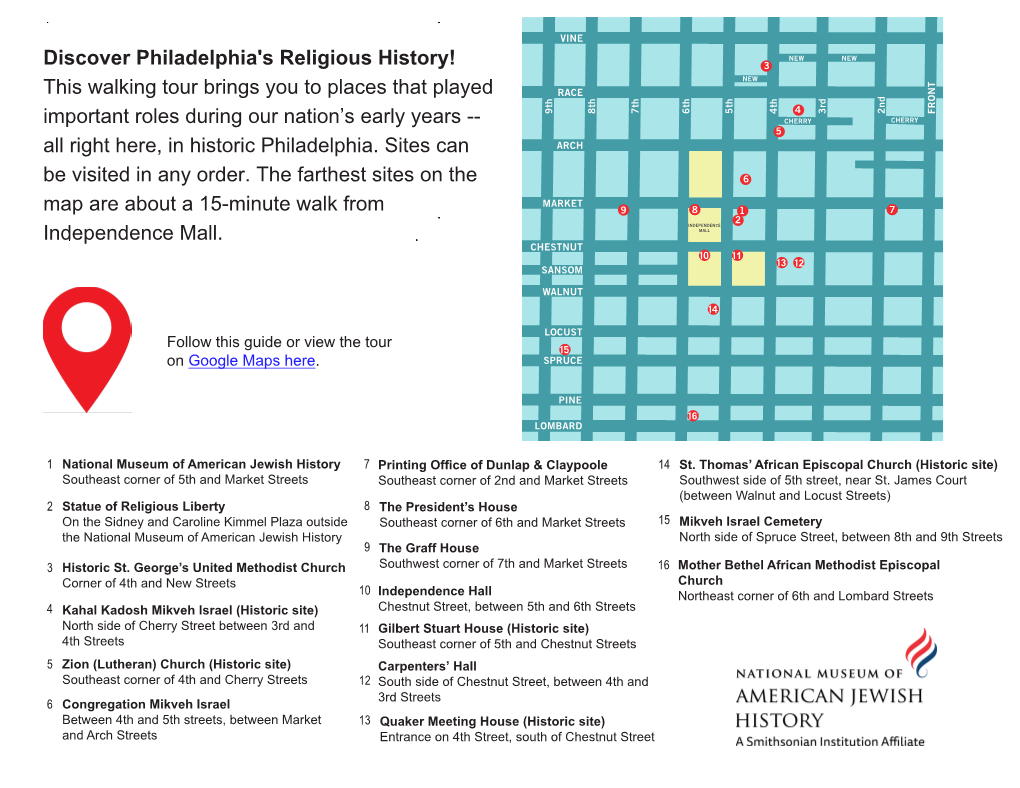 Discover Philadelphia's Religious History! This Walking Tour Brings You to Places That Played Important Roles During Our Nation