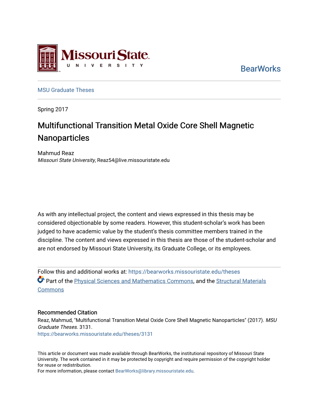 Multifunctional Transition Metal Oxide Core Shell Magnetic Nanoparticles