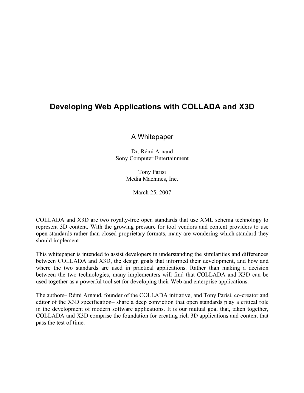 Developing Web Applications with COLLADA and X3D