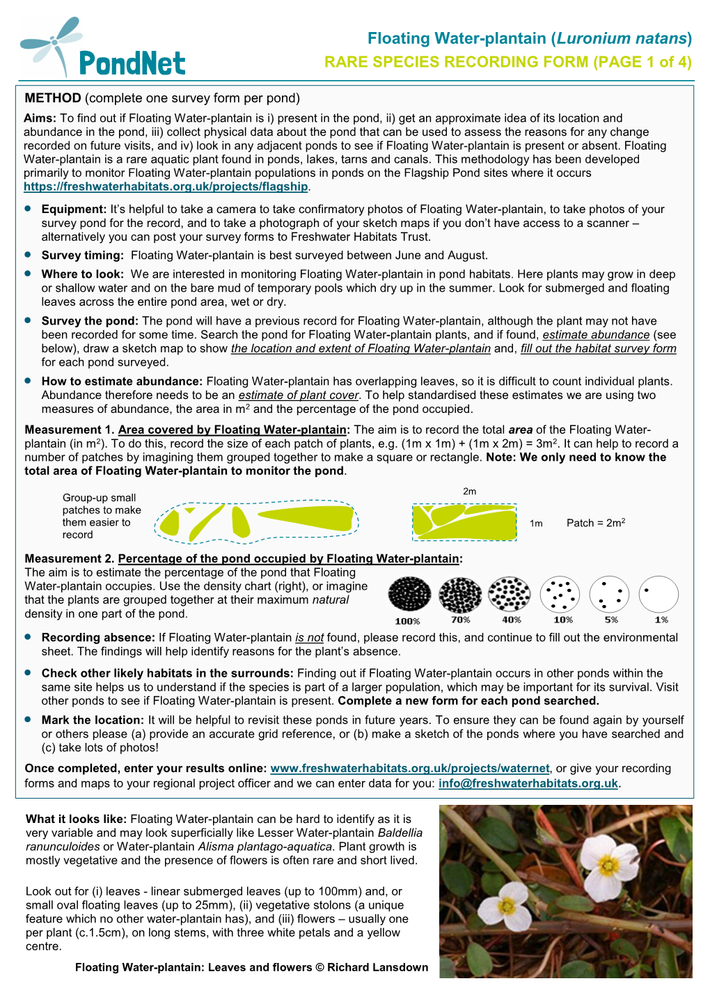 Floating Water-Plantain Survey Form