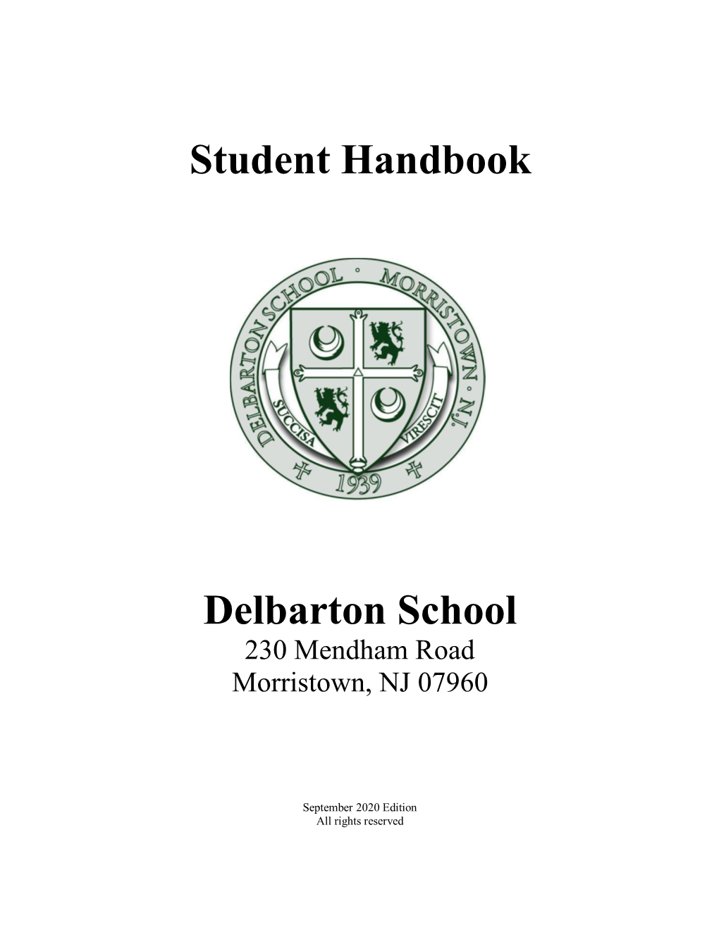 Student Handbook Delbarton School