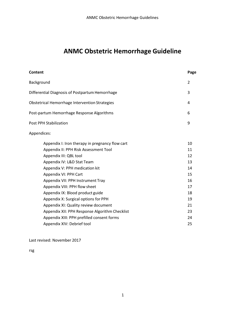 ANMC Obstetric Hemorrhage Guidelines