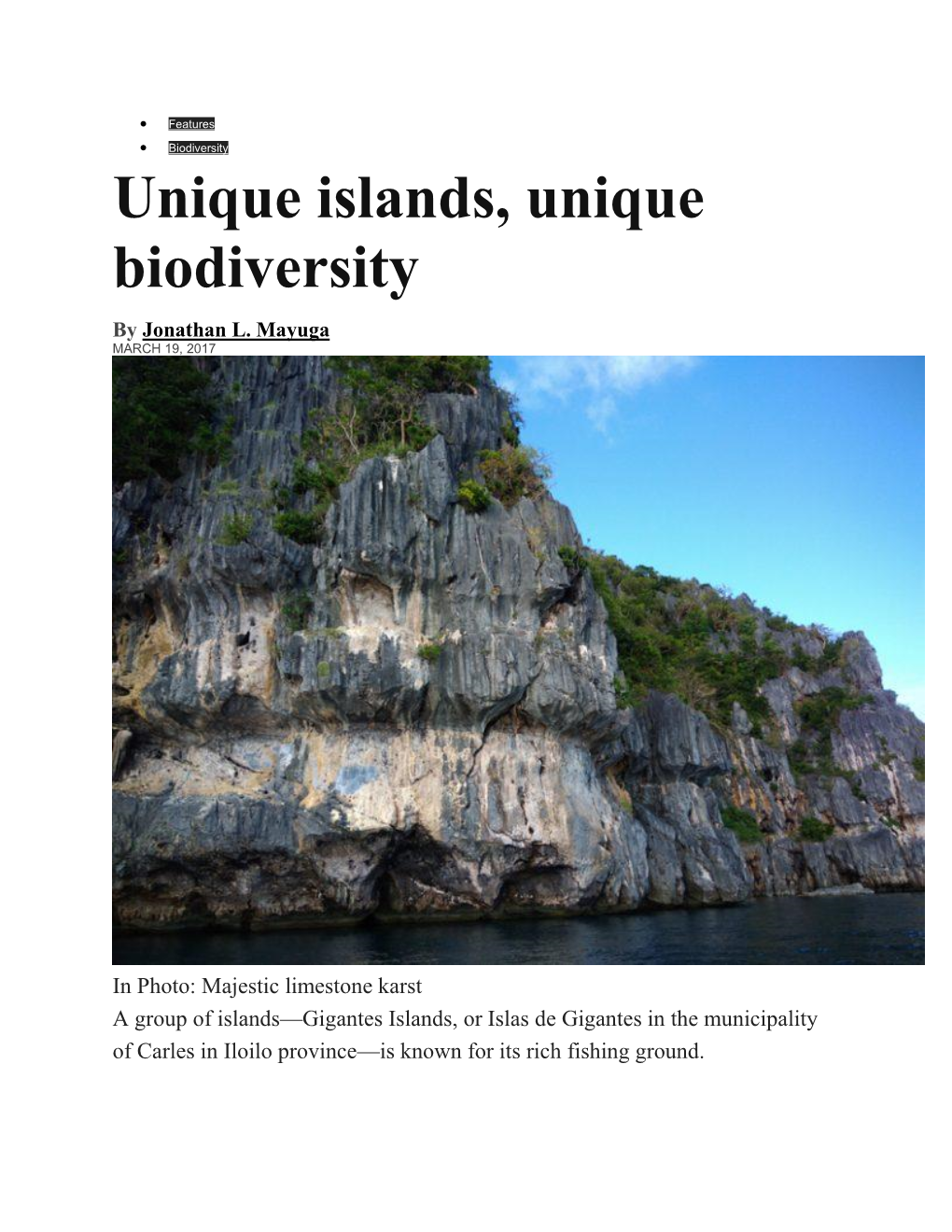 Unique Islands, Unique Biodiversity by Jonathan L