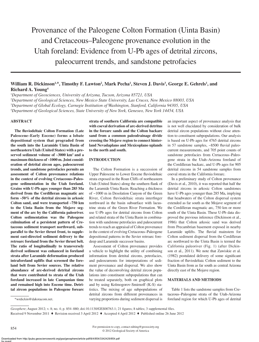 And Cretaceous–Paleogene Provenance Evolution in the Utah Foreland: Evidence from U-Pb Ages of Detrital Zircons, Paleocurrent Trends, and Sandstone Petrofacies