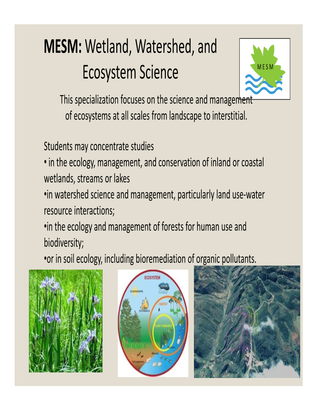 MESM: Wetland, Watershed, and Ecosystem Science