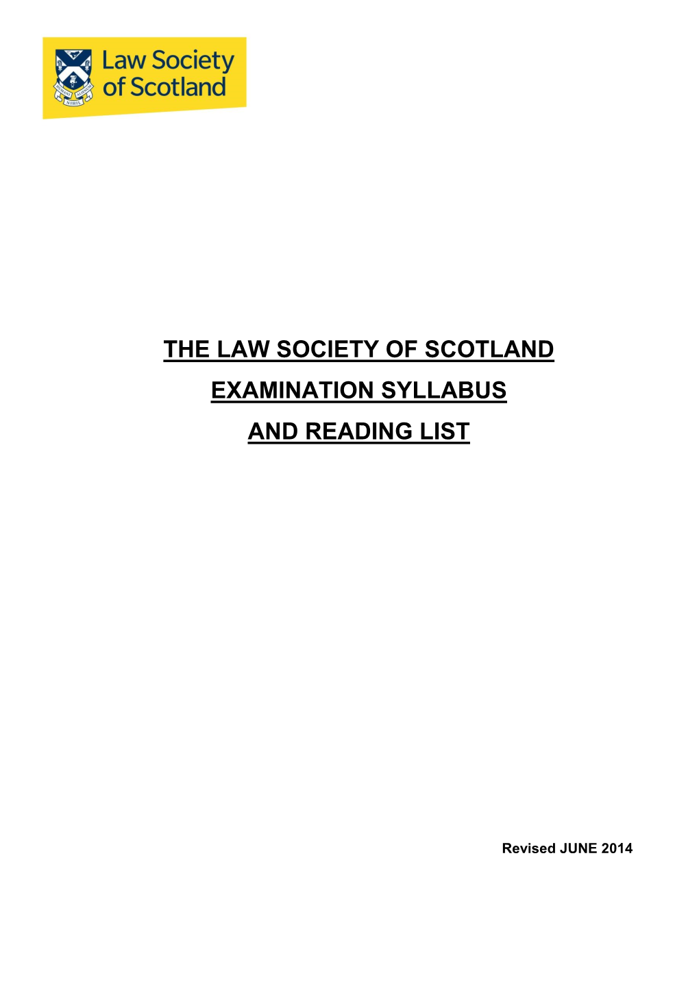 The Law Society of Scotland Examination Syllabus and Reading List
