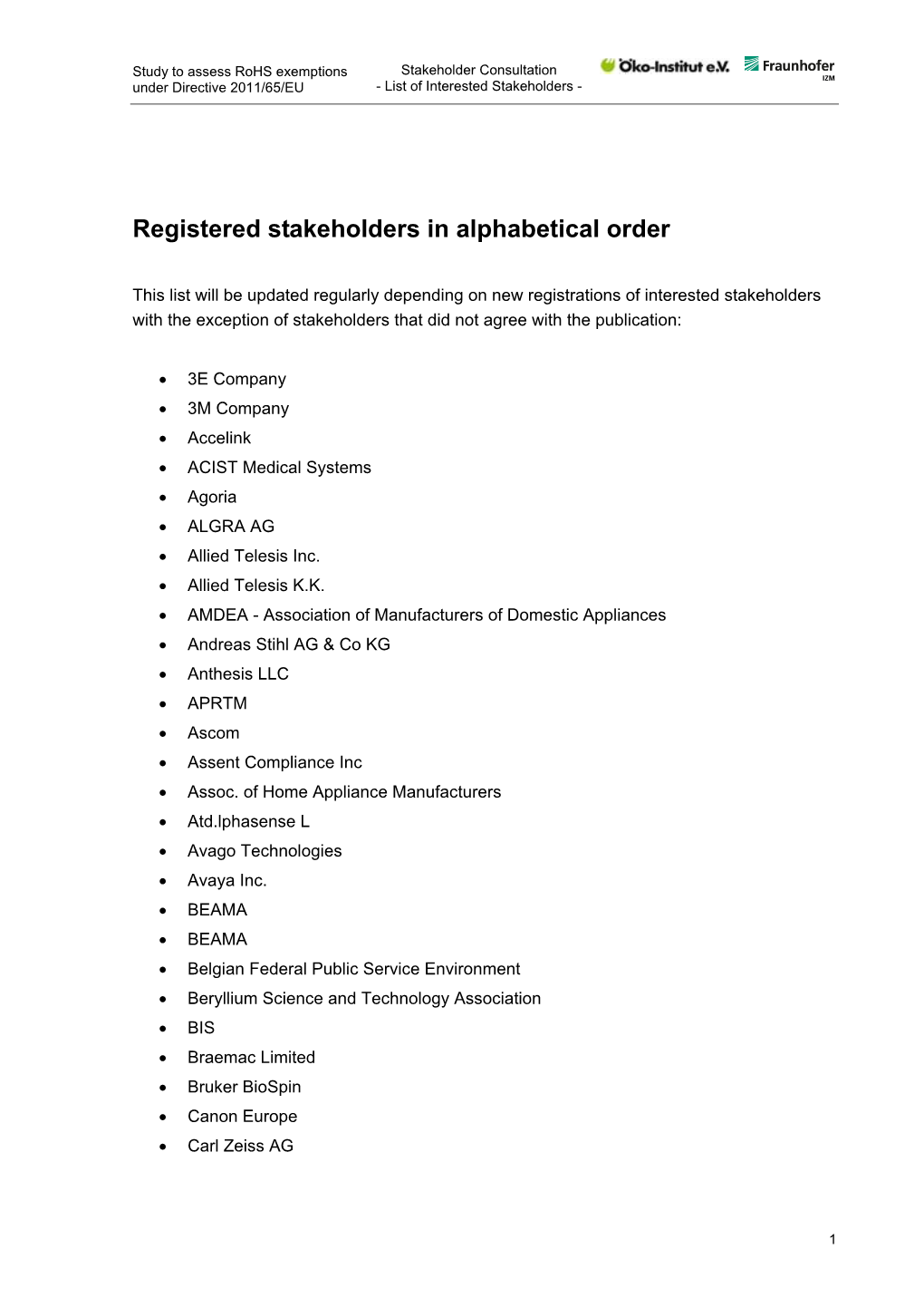 Download List of Interested Stakeholders