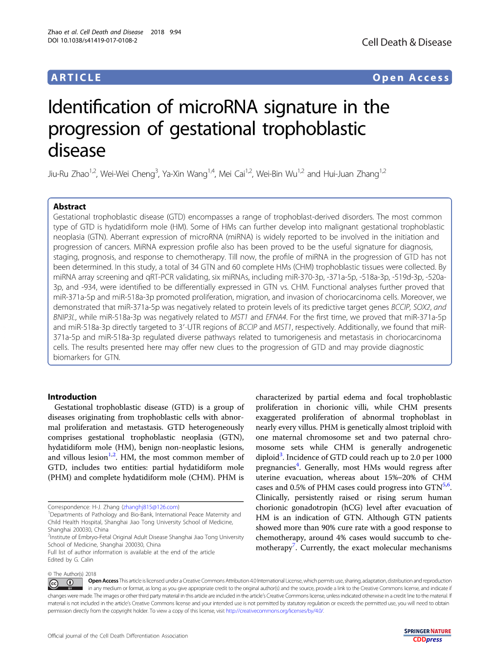 Identification of Microrna Signature in the Progression of Gestational