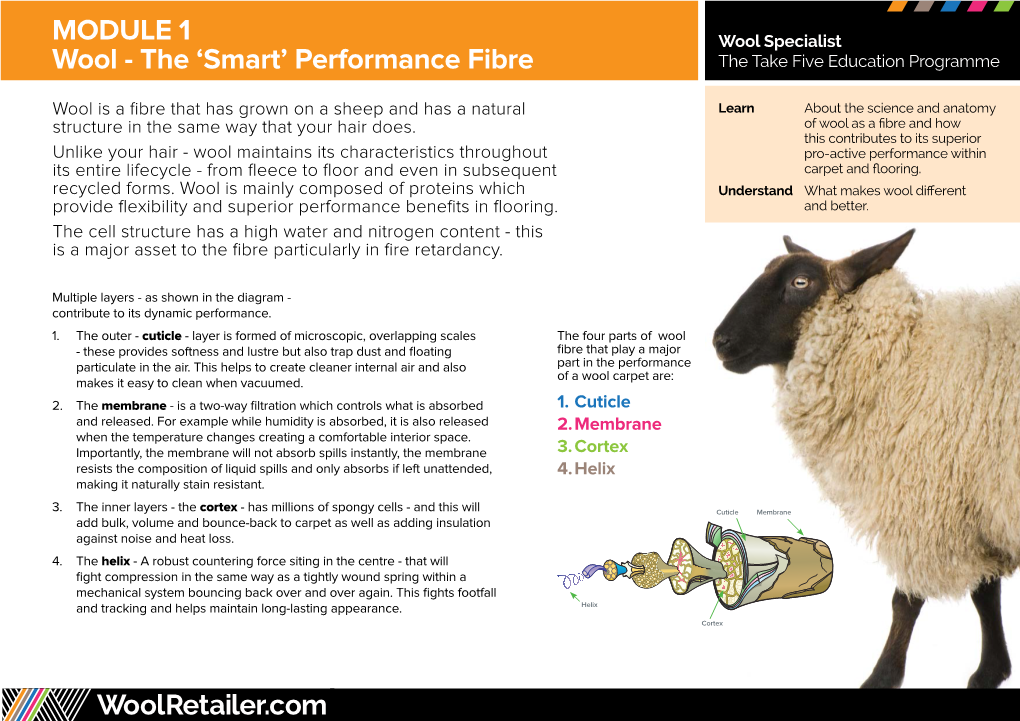 MODULE 1 Wool Specialist Wool - the ‘Smart’ Performance Fibre the Take Five Education Programme