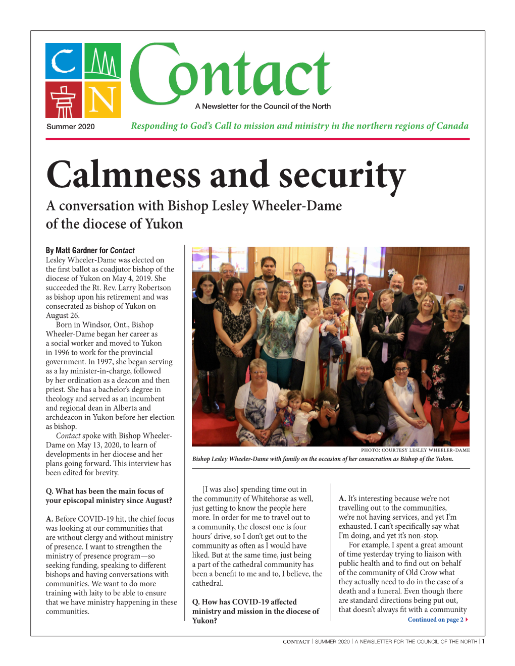 Calmness and Security a Conversation with Bishop Lesley Wheeler-Dame of the Diocese of Yukon