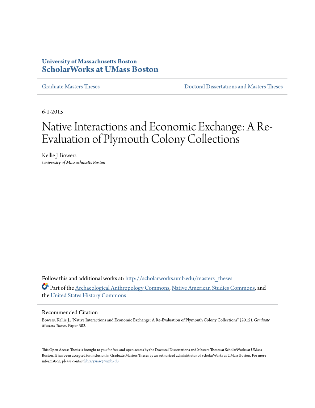 A Re-Evaluation of Plymouth Colony Collections