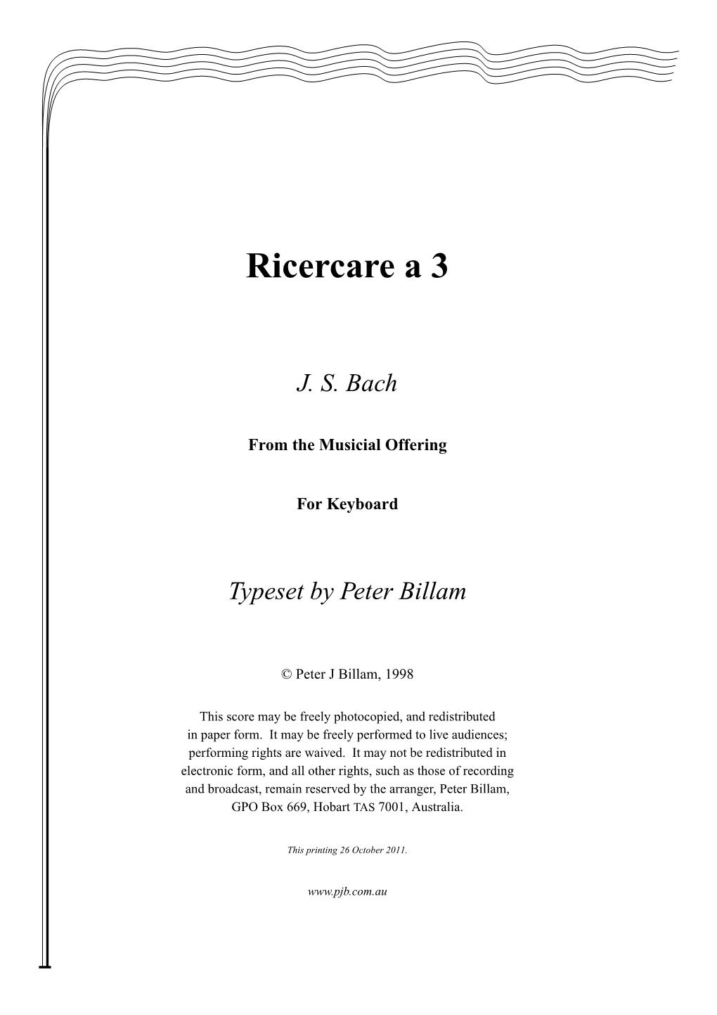 Ricercare a 3 JS Bach