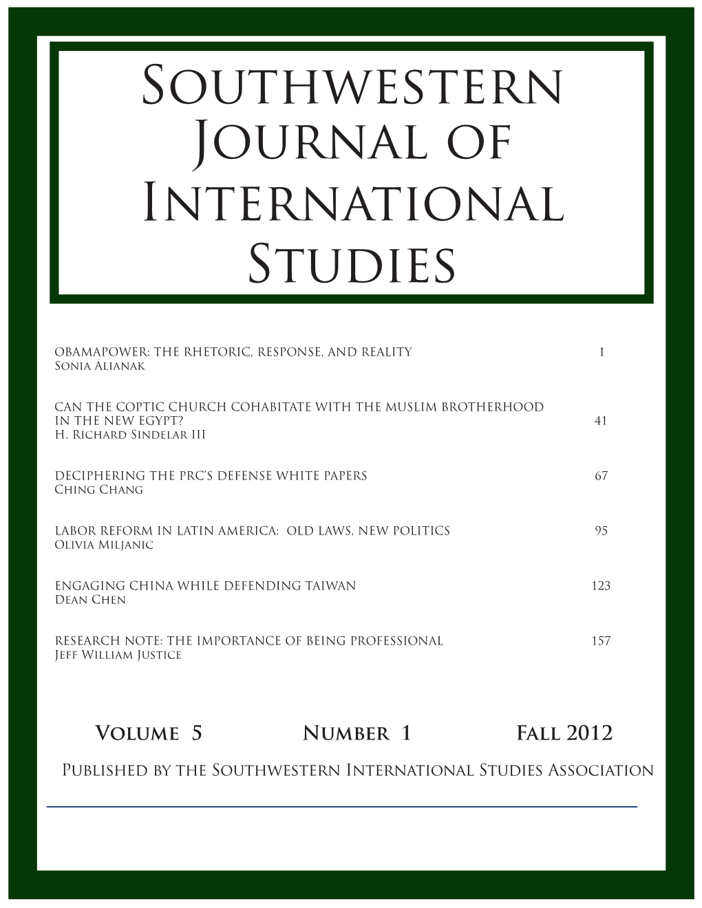 Southwestern Journal of International Studies