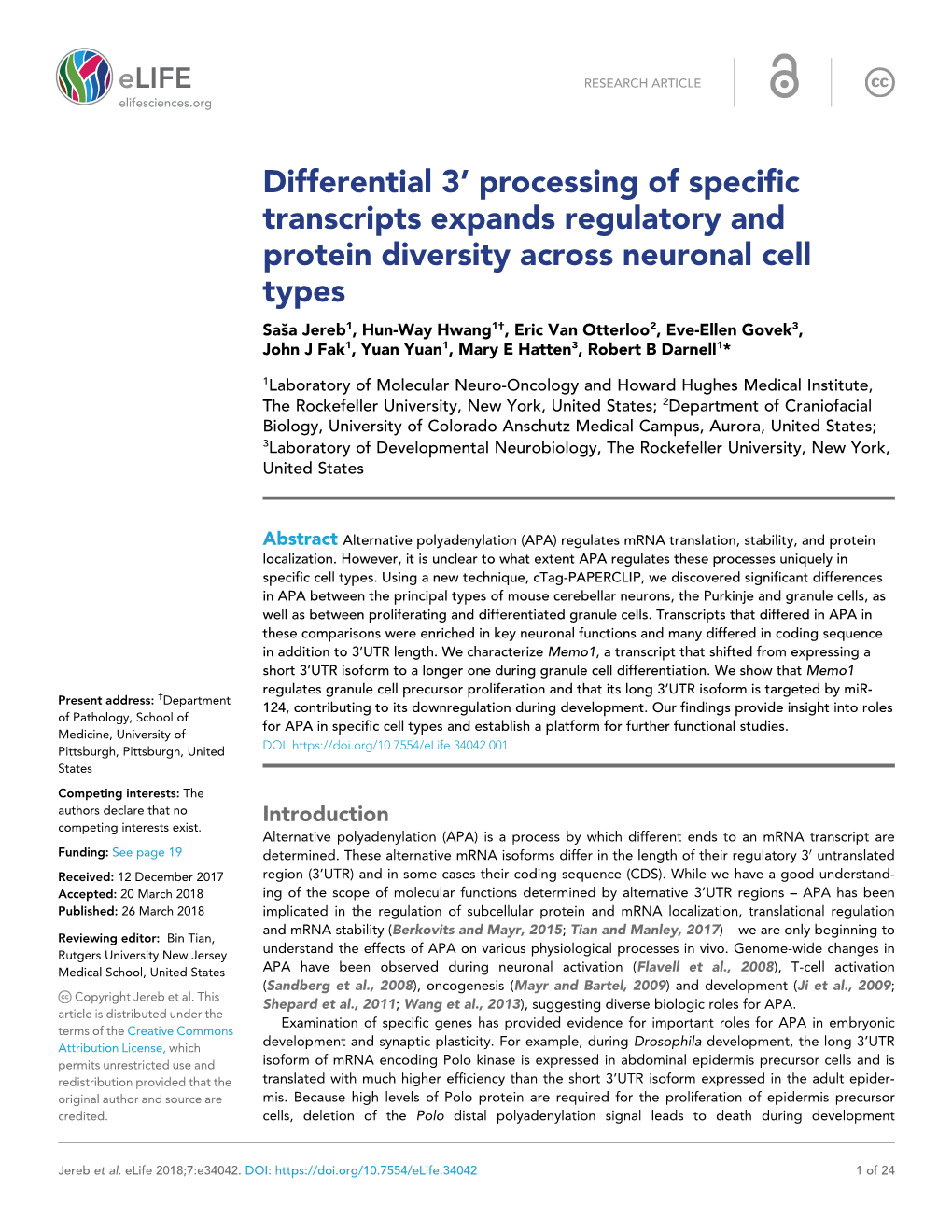 Differential 3' Processing of Specific Transcripts Expands Regulatory And