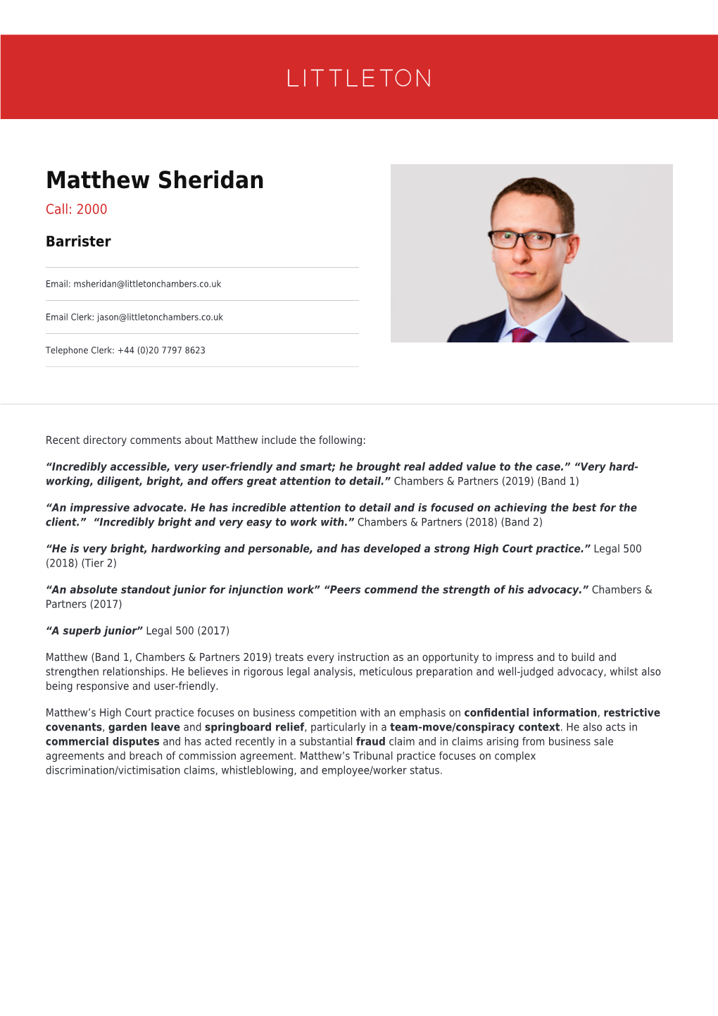 Matthew Sheridan Call: 2000