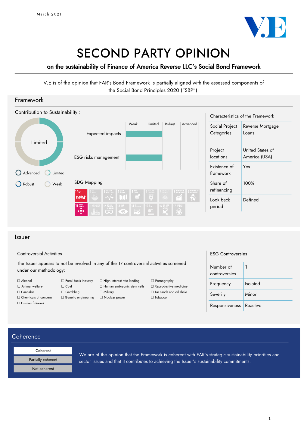 FAR’S Bond Framework Is Partially Aligned with the Assessed Components of the Social Bond Principles 2020 (“SBP”)