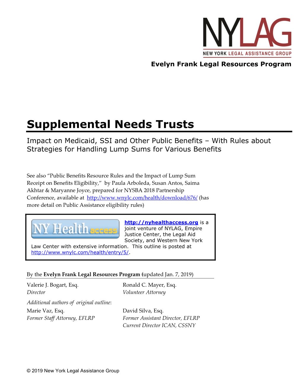 Supplemental Needs Trusts