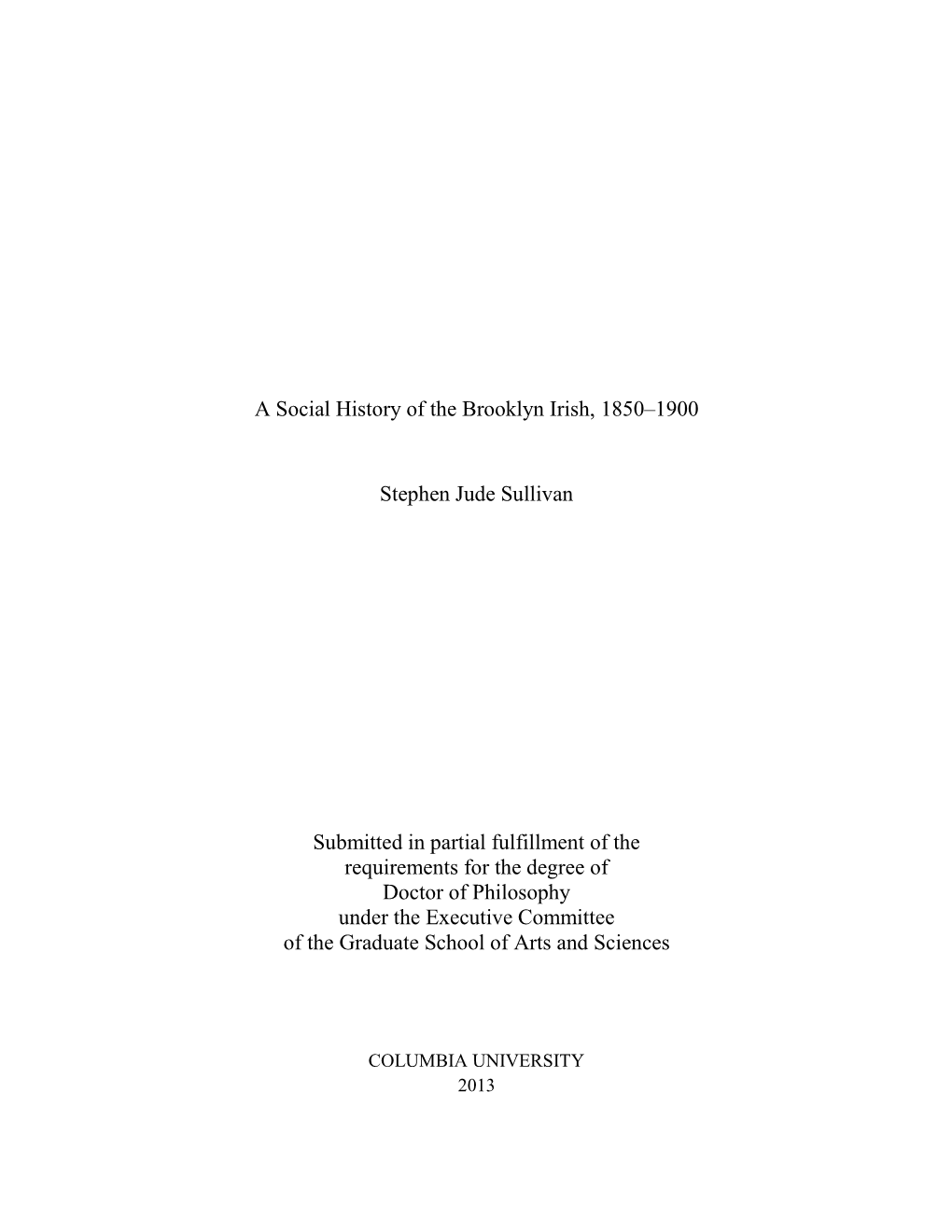 A Social History of the Brooklyn Irish, 1850–1900