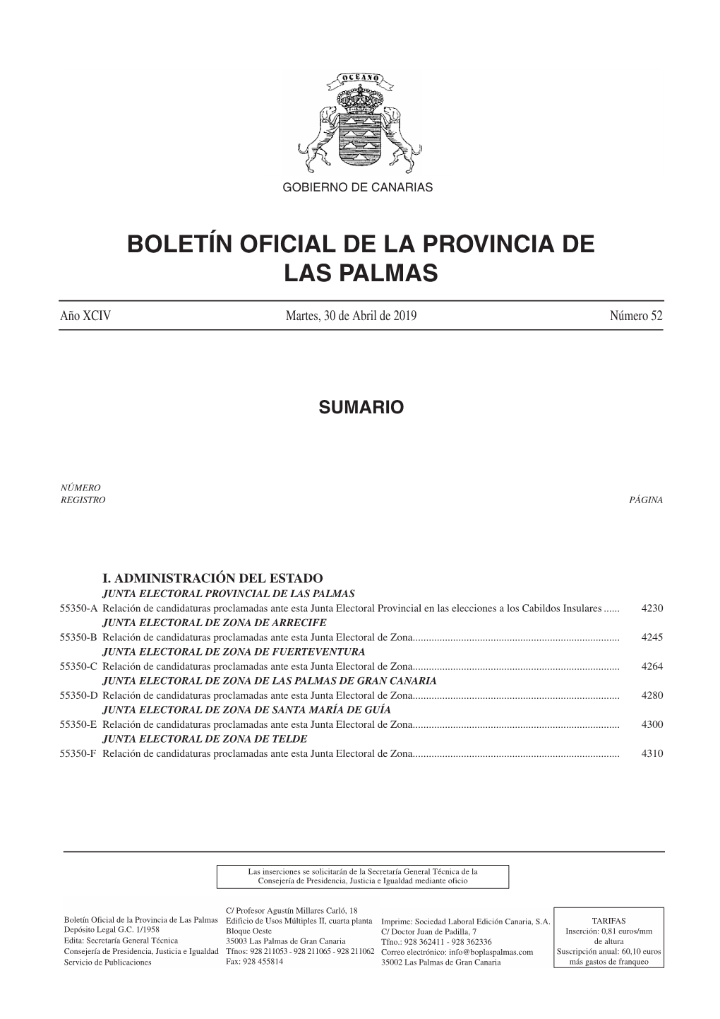 Boletín Oficial De La Provincia De Las Palmas