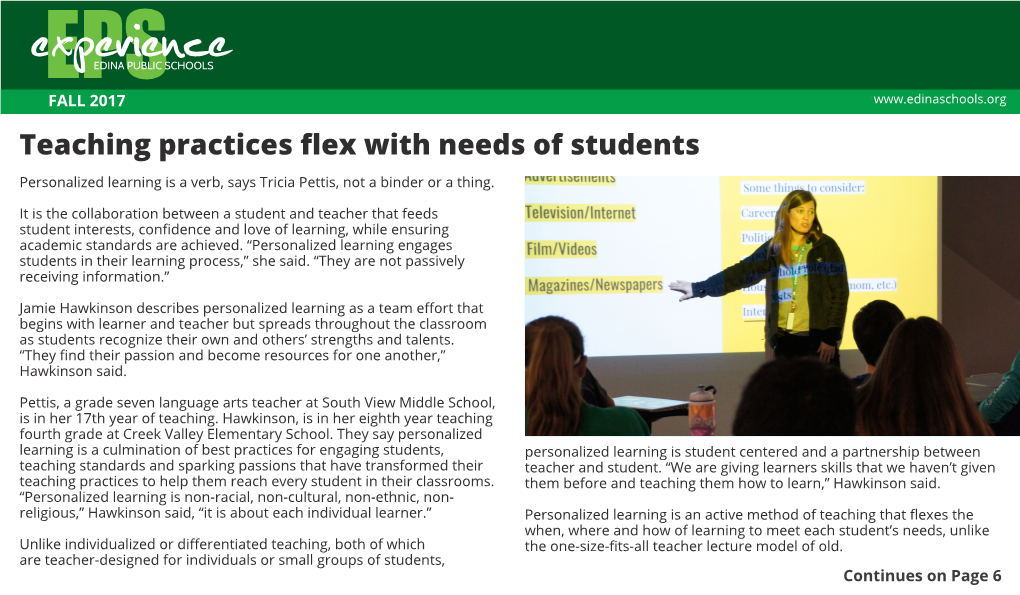 Teaching Practices Flex with Needs of Students Personalized Learning Is a Verb, Says Tricia Pettis, Not a Binder Or a Thing