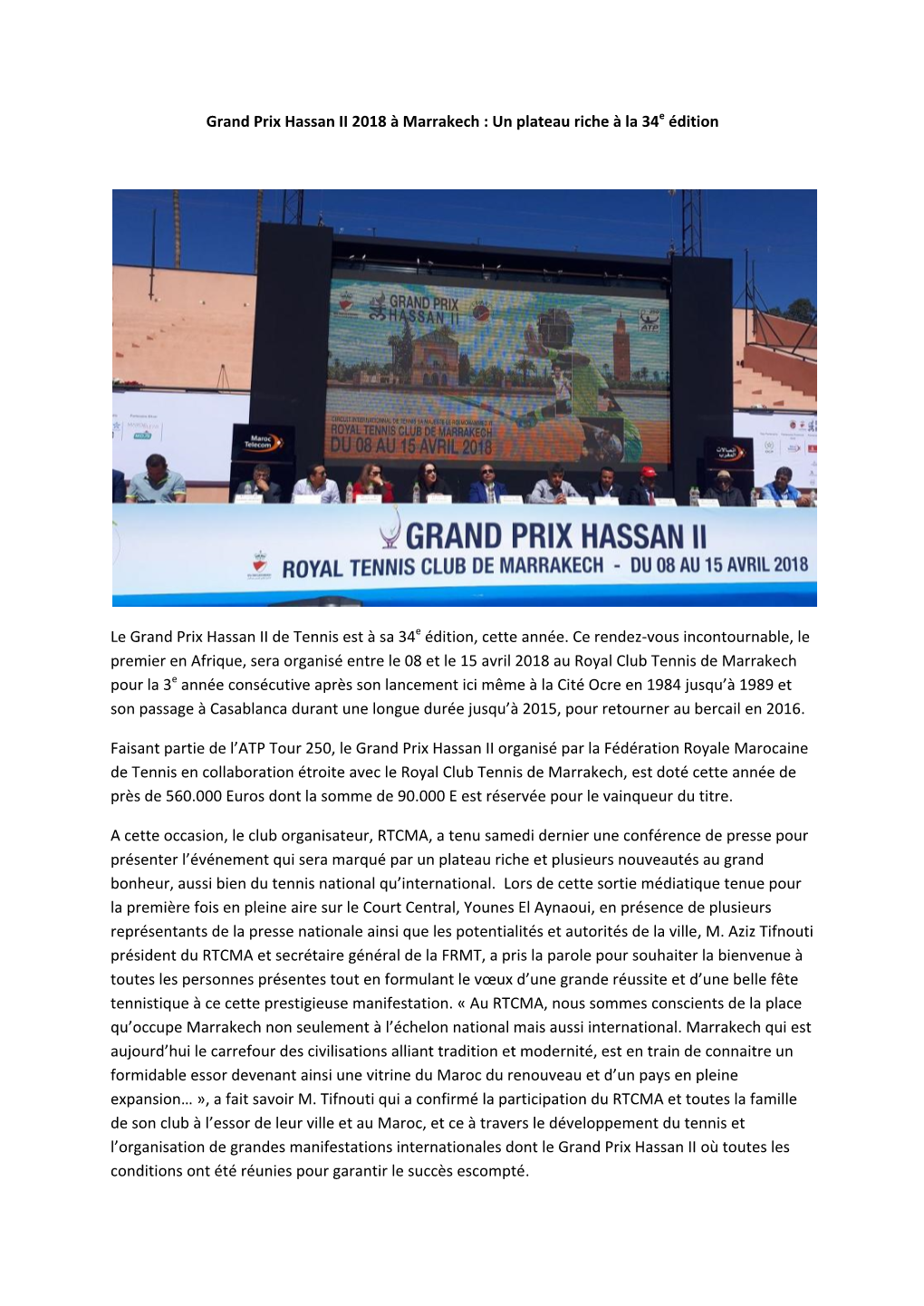 Grand Prix Hassan II 2018 À Marrakech : Un Plateau Riche À La 34E Édition